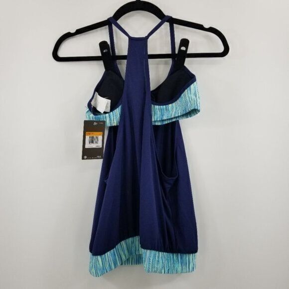 NEW Nike Layered Sport Tankini Swimsuit Set Two Piece Womens Size S Blue - Picture 2 of 6